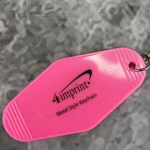 4imprint Motel Style Keychain Pink Plastic Retro Diamond Hotel Key Tag